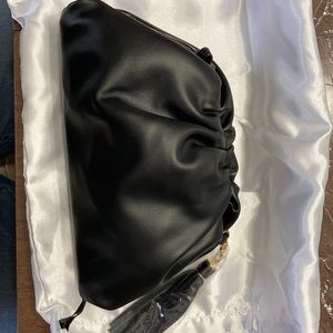 NWT! Black evening bag!  Vegan leather clutch with chain!